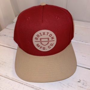 Brixton Crest C MP Cowhide/Vanilla Snapback - Burgundy /Vanilla